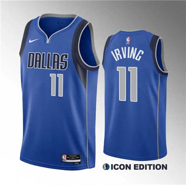 Men%27s Dallas Mavericks #11 Kyrie Irving Blue Icon Edition Stitched Basketball Jersey Dzhi
